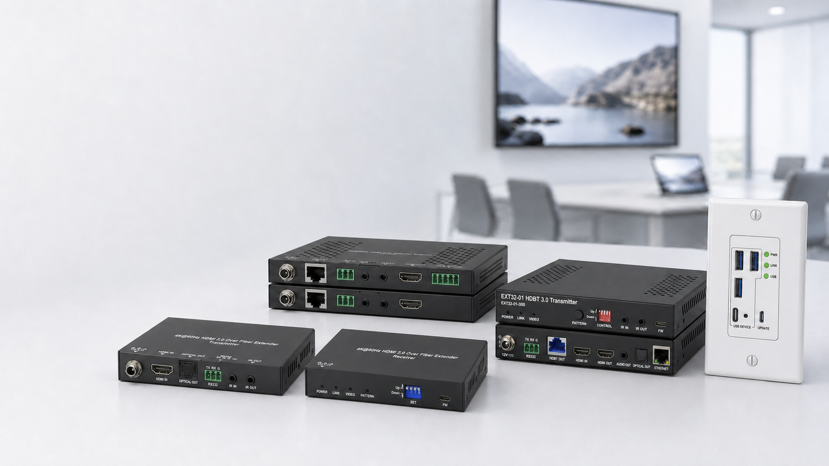 ProITAV fiber, HDBaseT, and USB extenders with wallplate connectivity